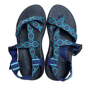 Chaco Womens Z/Volv 2 Toe Loop Sandals Mosaic Cobalt Blue Black Size 7